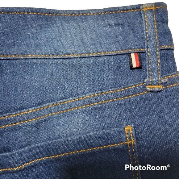 Tommy Hilfiger Jean Skirt Womens Size 2 Patchwork Denim Pockets Logo NWT - Picture 5 of 12